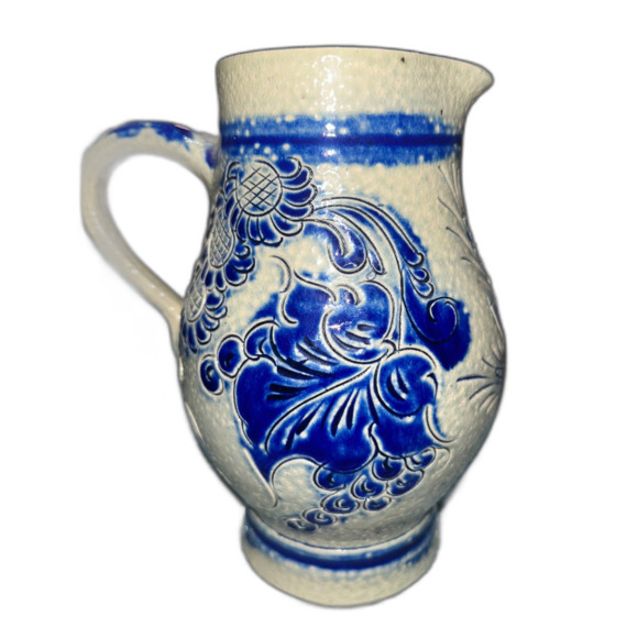 Remmy Betschdorf Cobalt Pitcher Rooster Pitcher Alsace Salt Vitrification - Picture 2 of 8